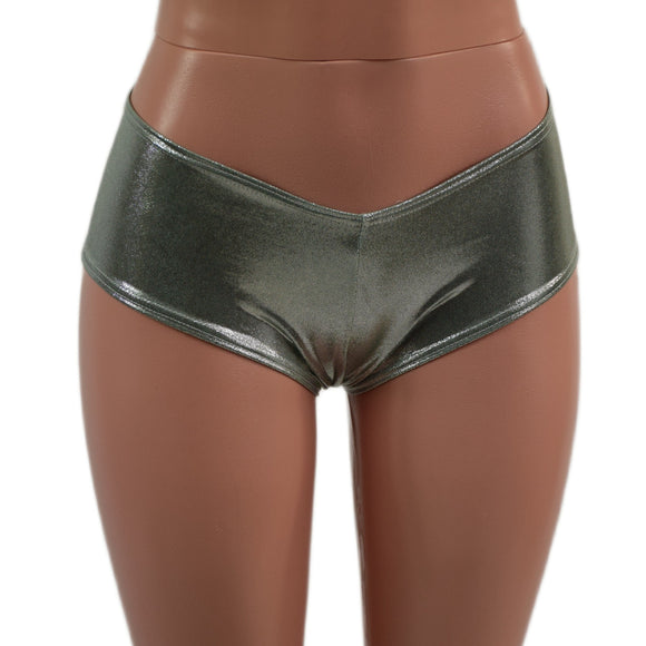 Platinum Metallic Ultra Cheeky Booty Shorts - Coquetry Clothing
