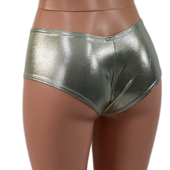 Platinum Metallic Ultra Cheeky Booty Shorts - Coquetry Clothing