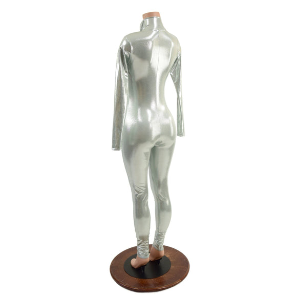 Platinum Turtle Neck Catsuit - Coquetry Clothing