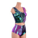 Plumeria and Scarab Lace Up Harlequin Set - Coquetry Clothing