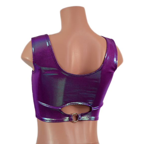 Plumeria High Or Low Reversible Cutout Oring Mini Crop - Coquetry Clothing