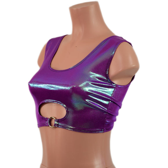 Plumeria High Or Low Reversible Cutout Oring Mini Crop - Coquetry Clothing