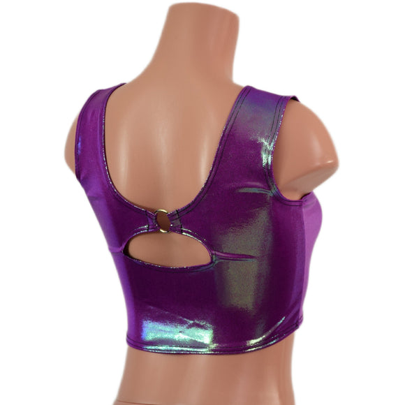 Plumeria High Or Low Reversible Cutout Oring Mini Crop - Coquetry Clothing