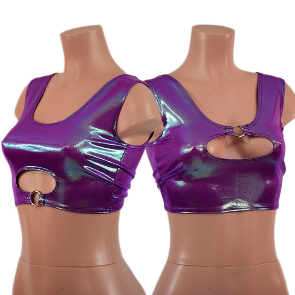 Plumeria High Or Low Reversible Cutout Oring Mini Crop - Coquetry Clothing