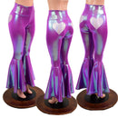 Plumeria High Waist Bell Bottoms with Lilac Booty Heart Applique - Coquetry Clothing