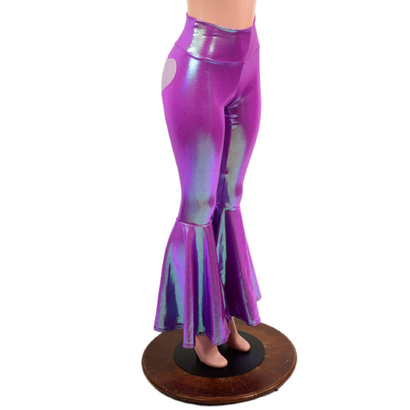 Plumeria High Waist Bell Bottoms with Lilac Booty Heart Applique - Coquetry Clothing