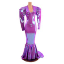 Plumeria Holographic Puddle Train Gown - Coquetry Clothing