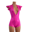 Plunging V Neck Holographic Romper - Coquetry Clothing