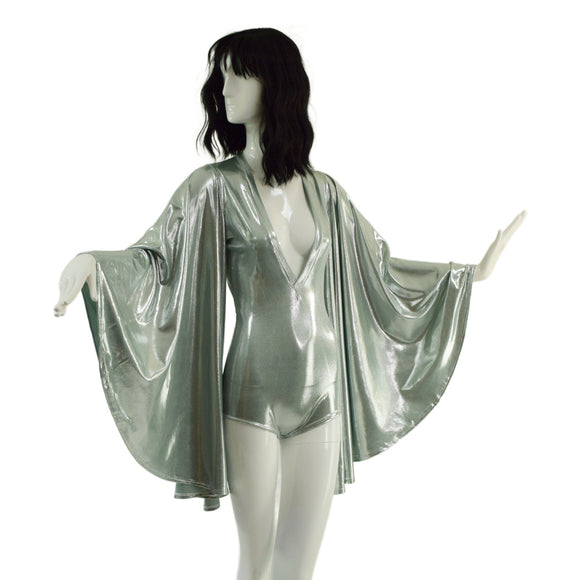 Plunging V Neck Platinum Romper - Coquetry Clothing