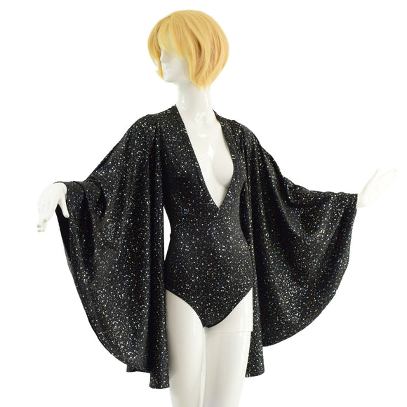 Plunging V Neck Star Noir Romper - Coquetry Clothing