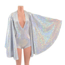 Plunging V Neck White Kaleidoscope Romper with Boy Cut Leg - Coquetry Clothing