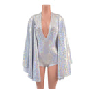 Plunging V Neck White Kaleidoscope Romper with Boy Cut Leg - Coquetry Clothing