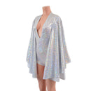 Plunging V Neck White Kaleidoscope Romper with Boy Cut Leg - Coquetry Clothing