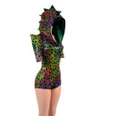Poisonous Dragon Hoodie Romper with Sharp Shoulder Half Sleeves - Coquetry Clothing