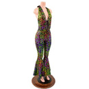 Poisonous Print Laceup Josie Halter Catsuit with Bell Bottoms - Coquetry Clothing