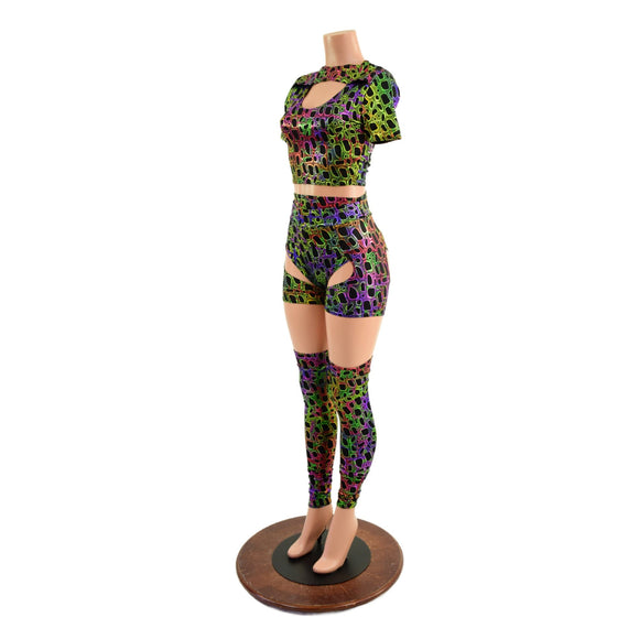 Poisonous Print Nirvana Set with Thigh High Leg Warmers - Coquetry Clothing