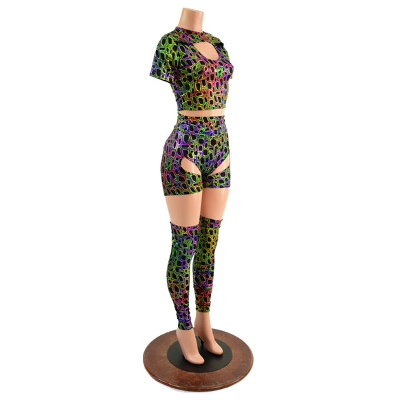 Poisonous Print Nirvana Set with Thigh High Leg Warmers - Coquetry Clothing