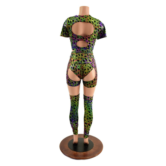 Poisonous Print Nirvana Set with Thigh High Leg Warmers - Coquetry Clothing
