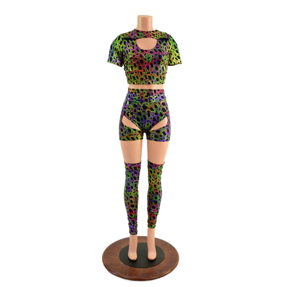 Poisonous Print Nirvana Set with Thigh High Leg Warmers - Coquetry Clothing