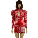 Polka Dot Bodycon Mini Dress with Victoria Sleeves - Coquetry Clothing