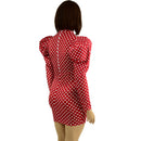 Polka Dot Bodycon Mini Dress with Victoria Sleeves - Coquetry Clothing