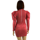 Polka Dot Bodycon Mini Dress with Victoria Sleeves - Coquetry Clothing