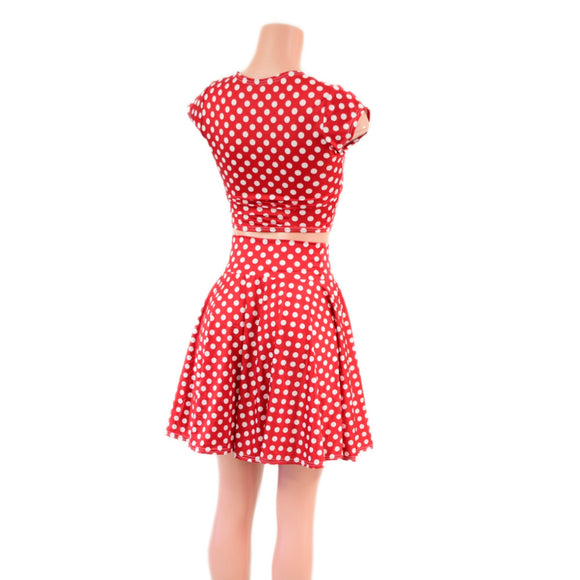 Polka Dot Minnie Skater Skirt & Crop - Coquetry Clothing