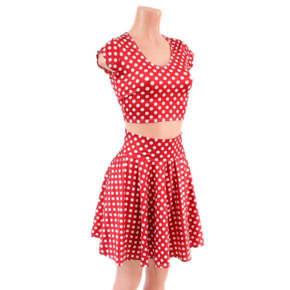 Polka Dot Minnie Skater Skirt & Crop - Coquetry Clothing