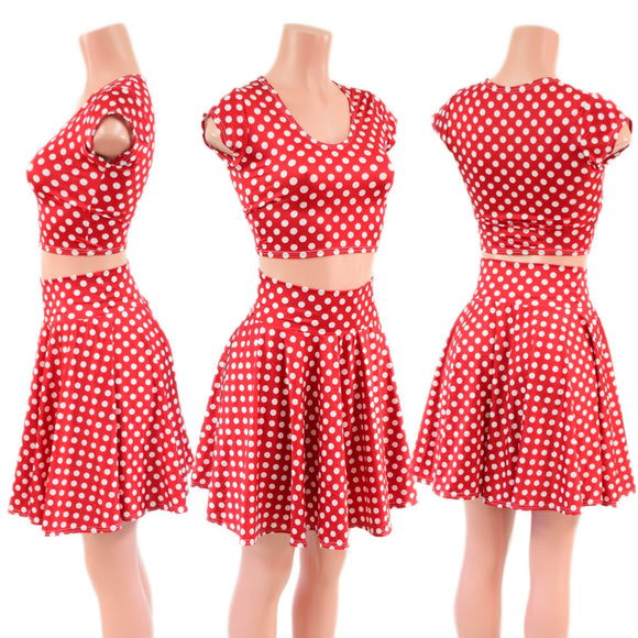 Polka Dot Minnie Skater Skirt & Crop - Coquetry Clothing