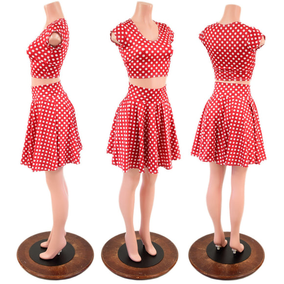 Polka Dot Minnie Skater Skirt & Crop - Coquetry Clothing