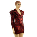 Primeval Red Bodycon Mini Dress with Victoria Sleeves - Coquetry Clothing