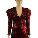 Primeval Red Bodycon Mini Dress with Victoria Sleeves - Coquetry Clothing