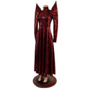 Primeval Red Mega Sharp Shoulder Gown - Coquetry Clothing