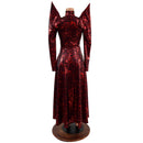 Primeval Red Mega Sharp Shoulder Gown - Coquetry Clothing