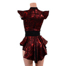 Primeval Red Romper with Mini Tux Back Tails, and Opaque Inset Keyhole - Coquetry Clothing