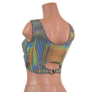 Prism Holographic High Or Low Reversible Cutout Oring Mini Crop - Coquetry Clothing