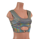 Prism Holographic High Or Low Reversible Cutout Oring Mini Crop - Coquetry Clothing