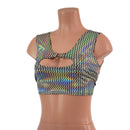 Prism Holographic High Or Low Reversible Cutout Oring Mini Crop - Coquetry Clothing