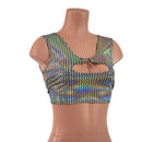 Prism Holographic High Or Low Reversible Cutout Oring Mini Crop - Coquetry Clothing