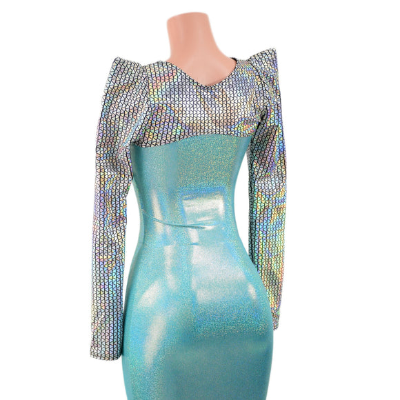 Prism Holographic Sharp Shoulder Bolero with Long Sleeves - Coquetry Clothing
