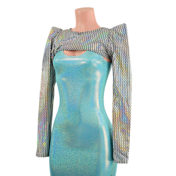 Prism Holographic Sharp Shoulder Bolero with Long Sleeves - Coquetry Clothing