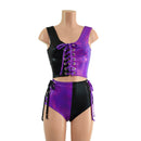 Purple & Black Lace Up Harlequin Set - Coquetry Clothing