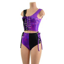 Purple & Black Lace Up Harlequin Set - Coquetry Clothing