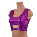 Purple Fish Scale High Or Low Reversible Cutout Oring Mini Crop - Coquetry Clothing