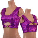 Purple Fish Scale High Or Low Reversible Cutout Oring Mini Crop - Coquetry Clothing