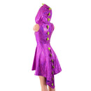 Purple Scale Dragon Tail Skater Dress with Laceup Neckline - Coquetry Clothing