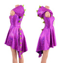 Purple Scale Dragon Tail Skater Dress with Laceup Neckline - Coquetry Clothing