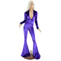 Purple Velvet Catsuit with Plunging V Neckline and Solar Flares - 2