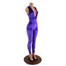 Purple Velvet Plunging V Neck Catsuit - Coquetry Clothing
