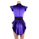 Purple Velvet Romper with Inset Mesh Keyhole Neckline and Mini Tux Back Tails - Coquetry Clothing